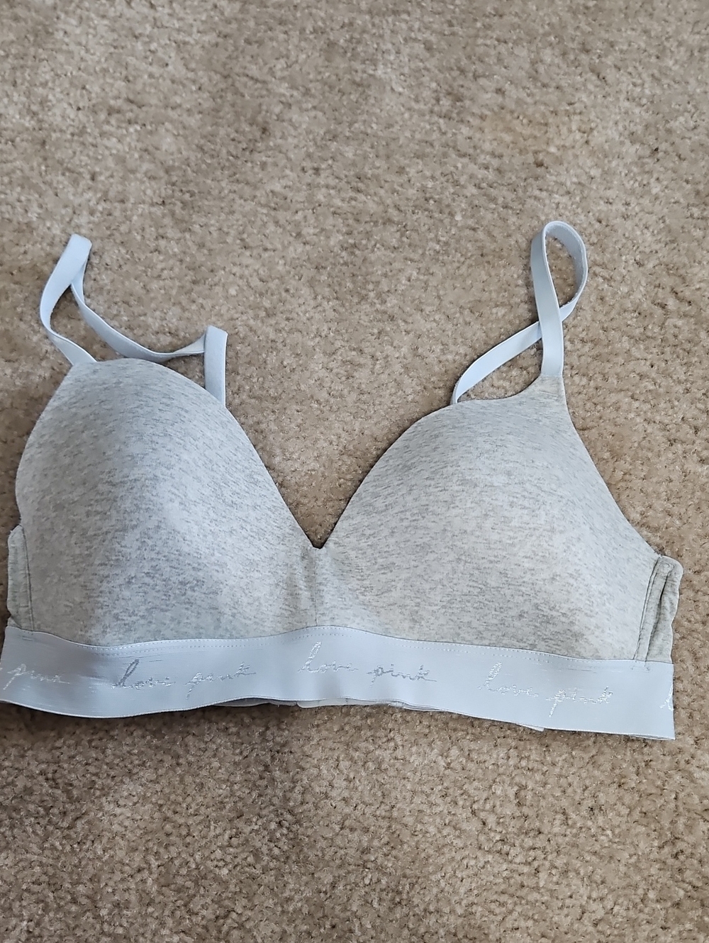 PINK Victoria's Secret Heather Light Gray Wireless Bralette